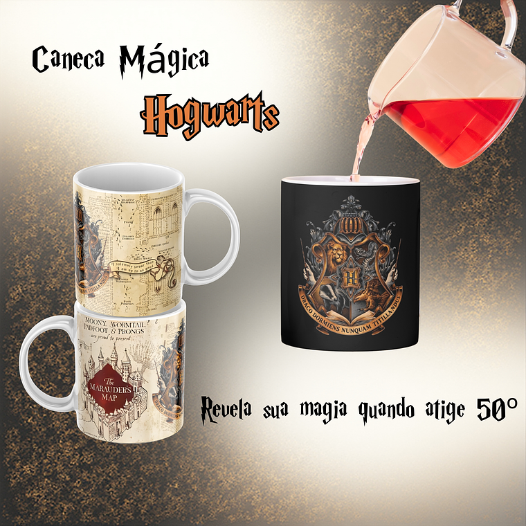 Conjunto Caneca Mágica - Escolas de Hogwarts 4