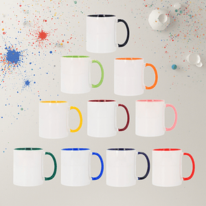 Caneca Branca com Interior e Alça Coloridas 