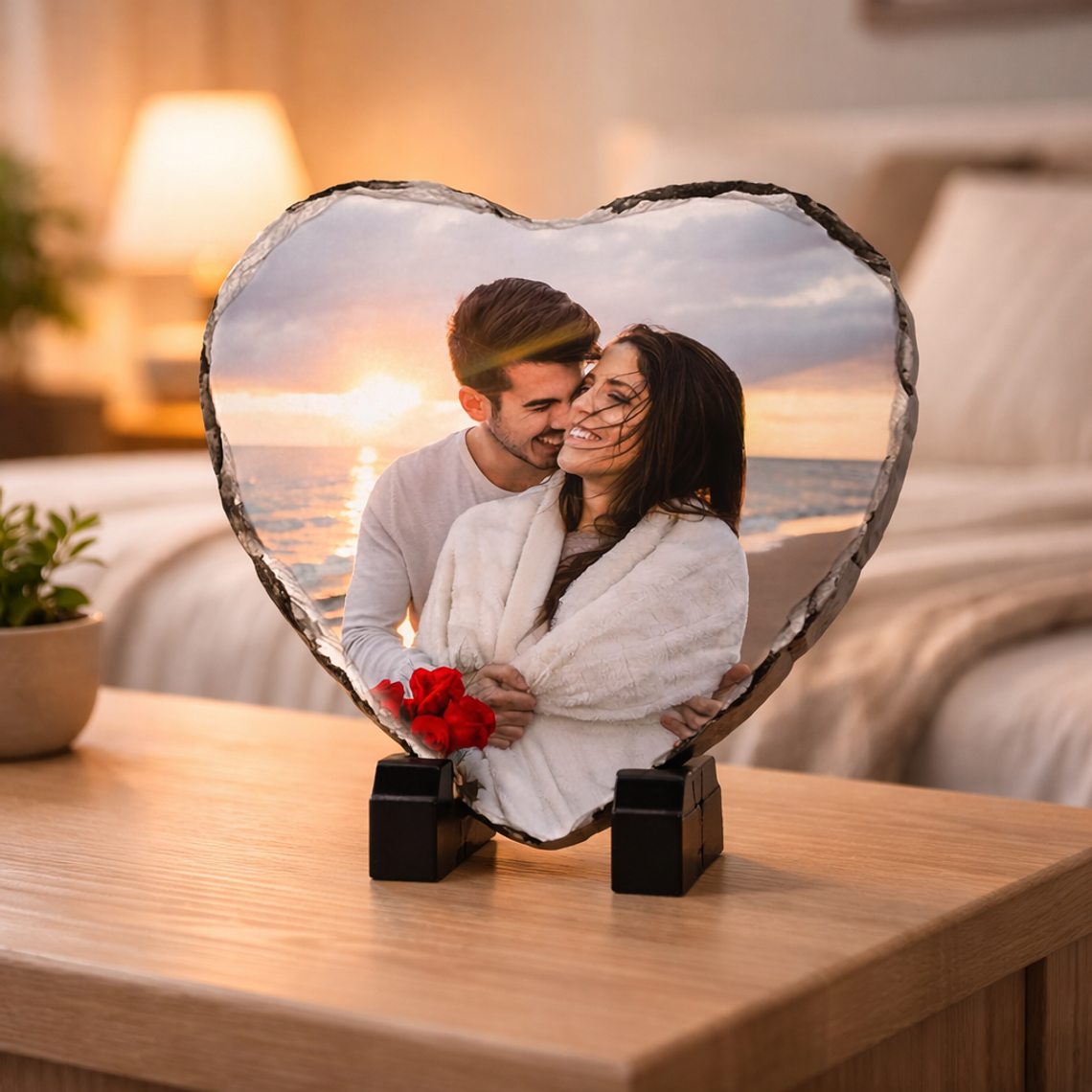 Porta retratos em Ardósia – Coração 15x15 cm 1