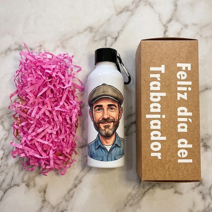 Botella Sport Personalizada Blanca - Día del Trabajador Pack 1 2