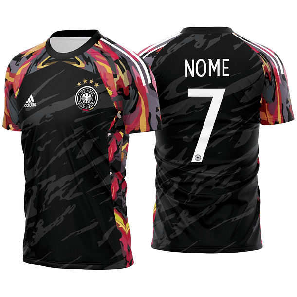 Arte vetor camisa Alemanha torcedor Preto 2022