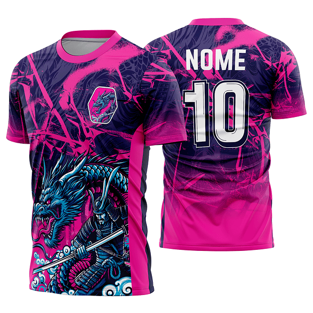 Arte Vetor Camisa Interclasse Dragão samurai Mod-860