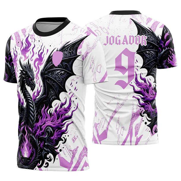 Arte Vetor Camisa Interclasse Dragao Preto com rosa Mod-605