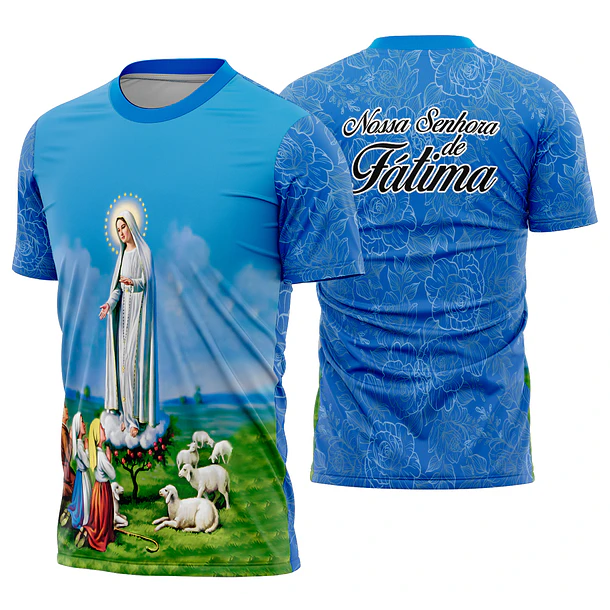 Arte estampa camisa Nossa Senhora de Fatima