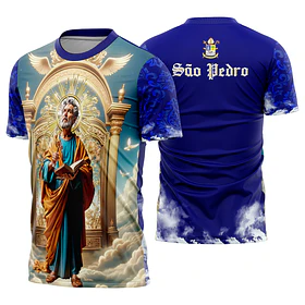 Arte estampa Camisa São Pedro #SPD-AZUM