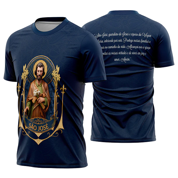 Arte estampa camisa São Jose azul Mod-3