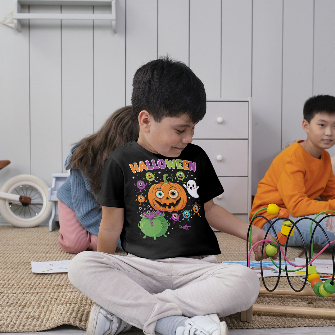 T-shirt Infantil Halloween – Abóbora Maluca & Caldeirão 1