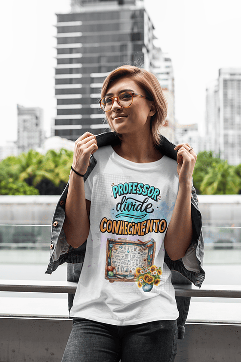 T-shirt Professor “Divide Conhecimento” – Quadro & Girassóis