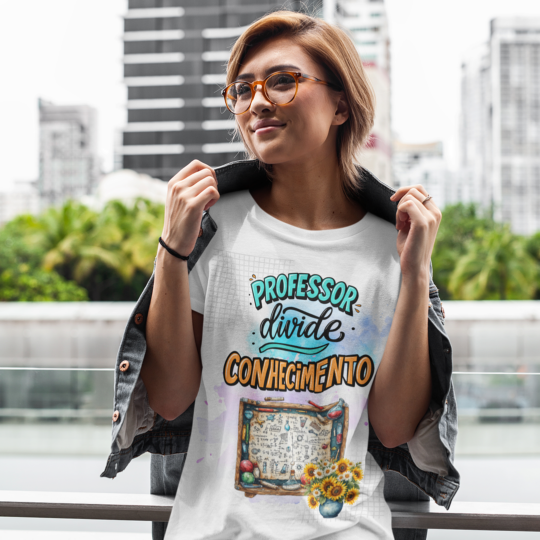 T-shirt Professor “Divide Conhecimento” – Quadro & Girassóis 1