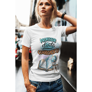 T-shirt Professor “Divide Conhecimento” – Globo e Livro Aberto