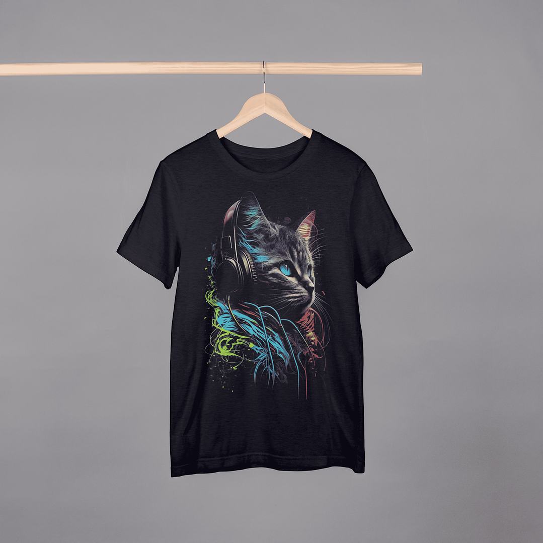 T-shirt “Gato com Auscultadores” – Meio Tom 1