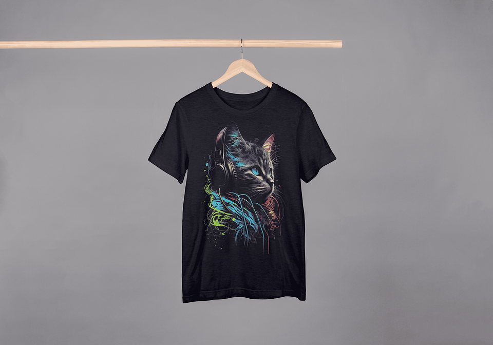 T-shirt “Gato com Auscultadores” – Meio Tom 1