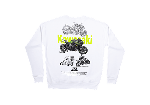 Sweatshirt "Kawasaki ZH2" – Edição Branca