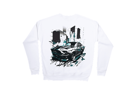 Sweatshirt "Muscle Car Urbana" – Edição Branca