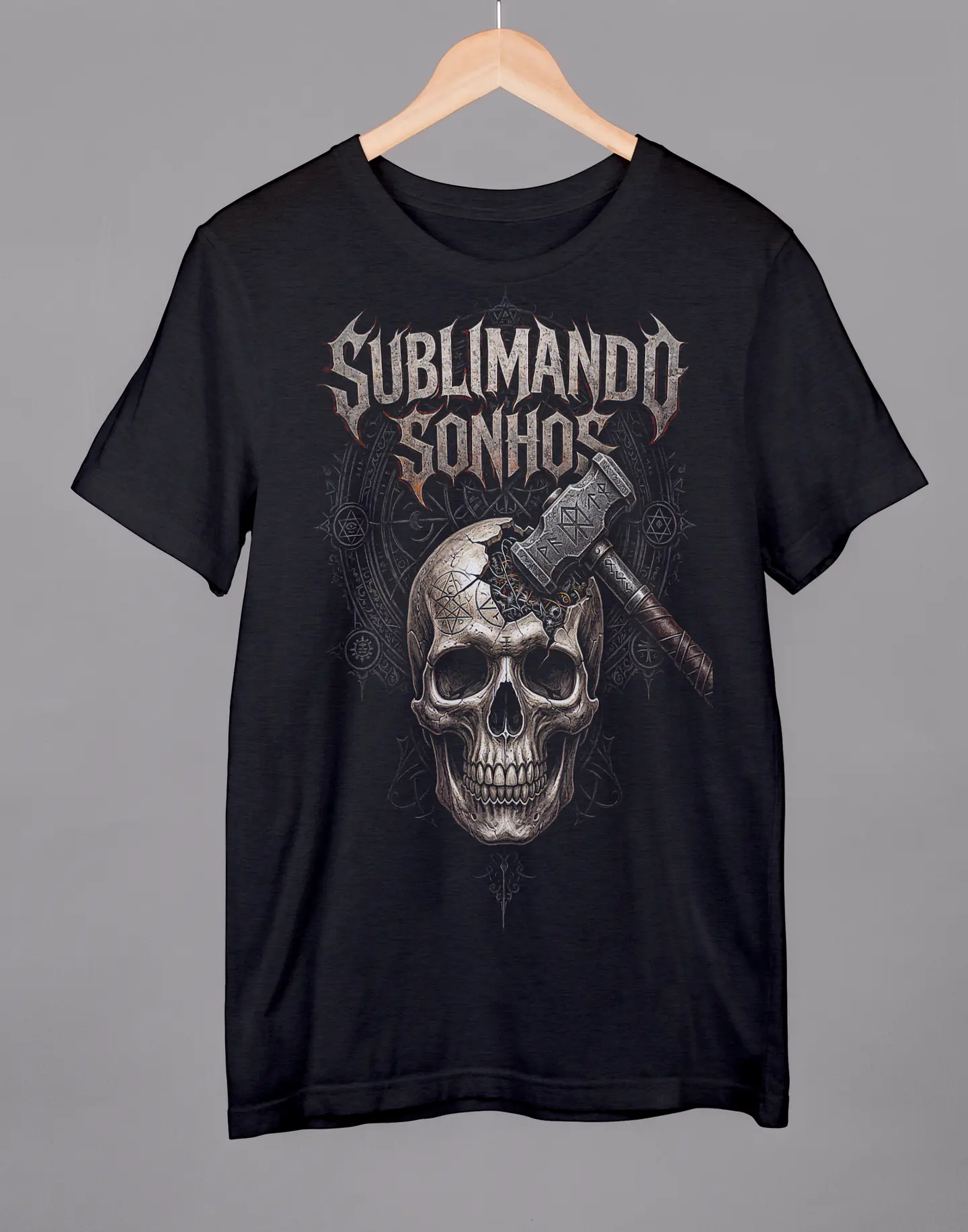 T-shirt Sublimando Sonhos - Iron Skull & Mjölnir Style 1