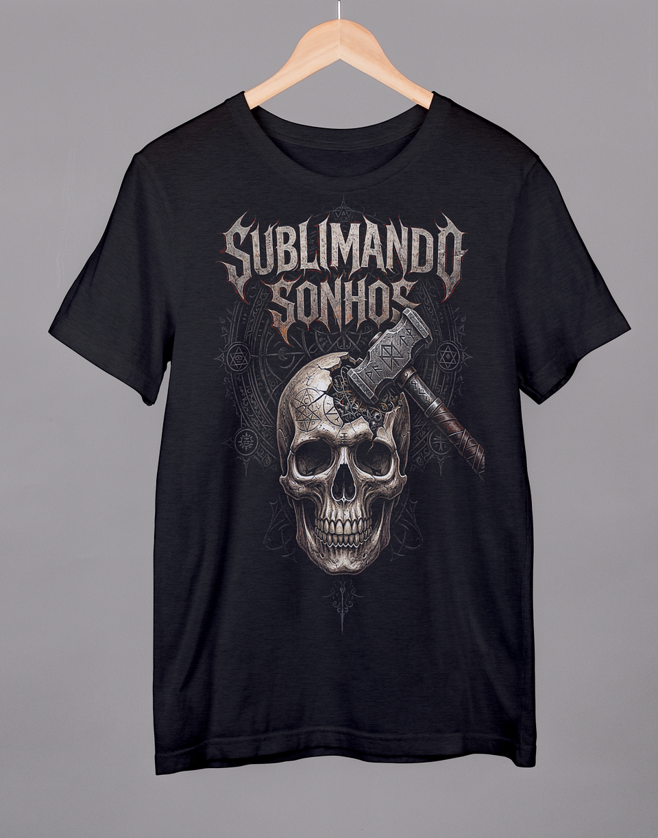 T-shirt Sublimando Sonhos - Iron Skull & Mjölnir Style 1