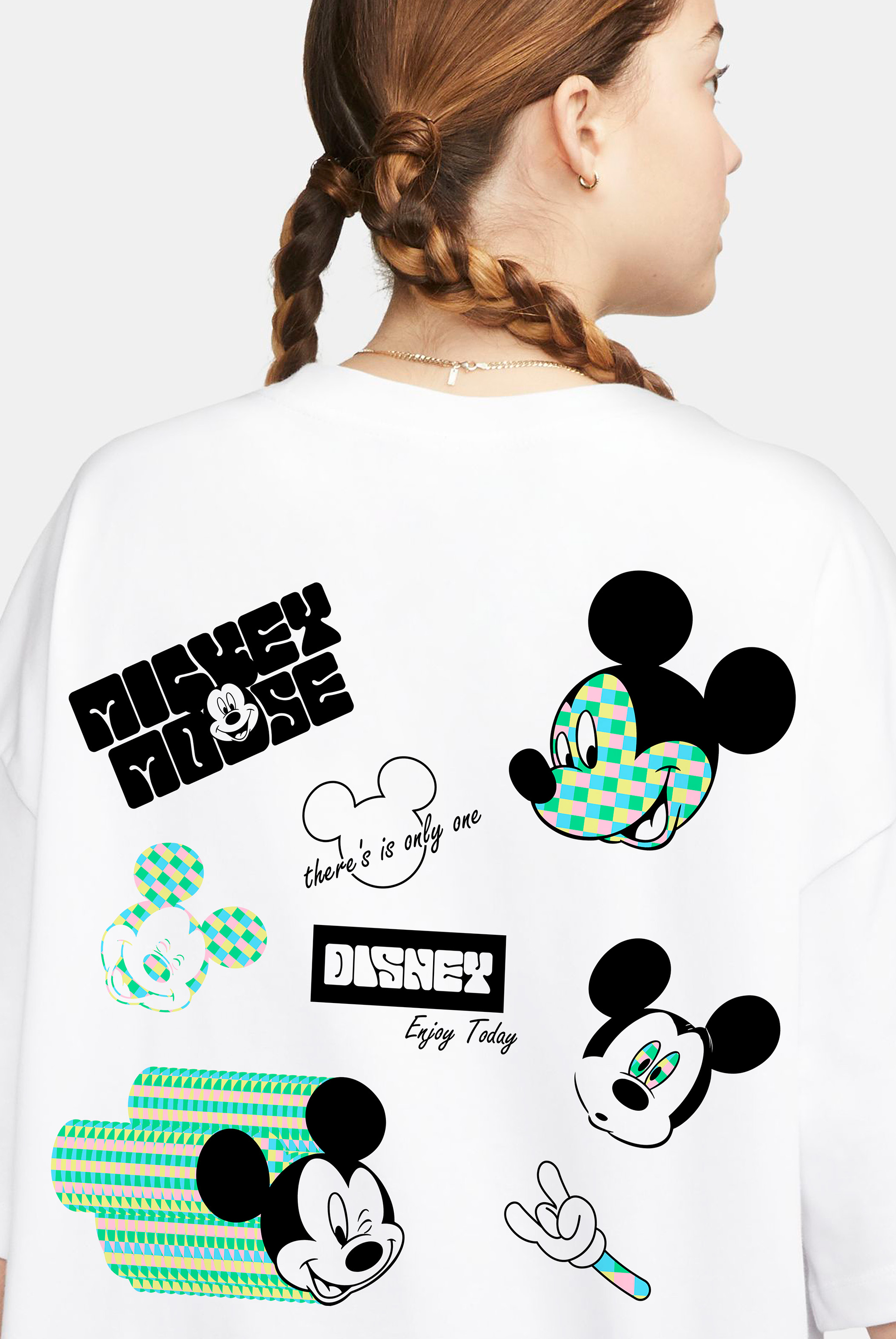 T-shirt Oversized Mickey Mouse Streetwear – Estilo Retro & Urban White 3