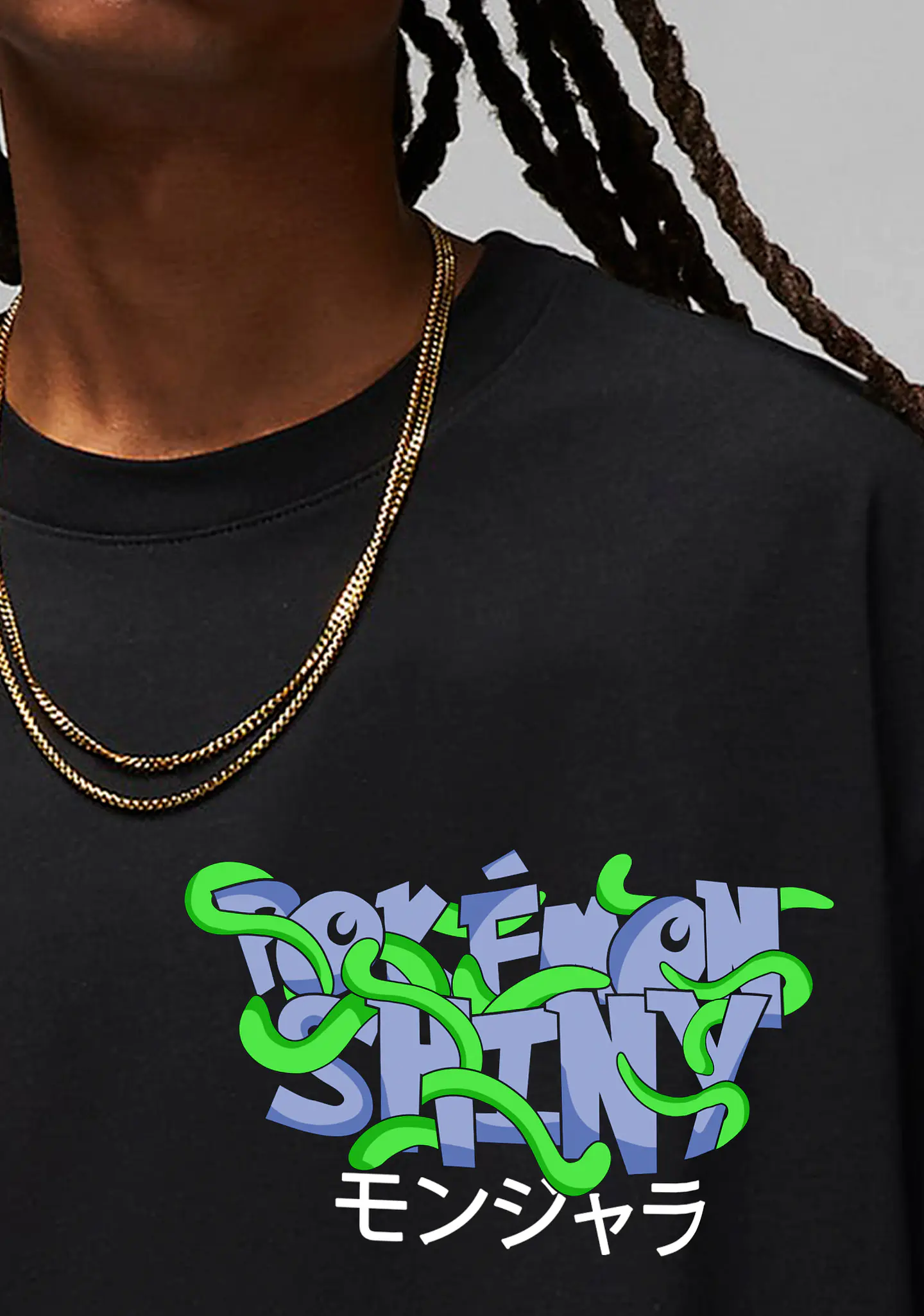 T-shirt Oversized Pokémon Shiny Tangela – Streetwear Black Edition Art 2