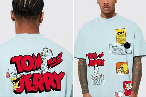 T-shirt Oversized Tom e Jerry Light Blue – Urban Cartoon Graphic Tee