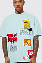T-shirt Oversized Tom e Jerry Light Blue – Urban Cartoon Graphic Tee - Thumbnail 3