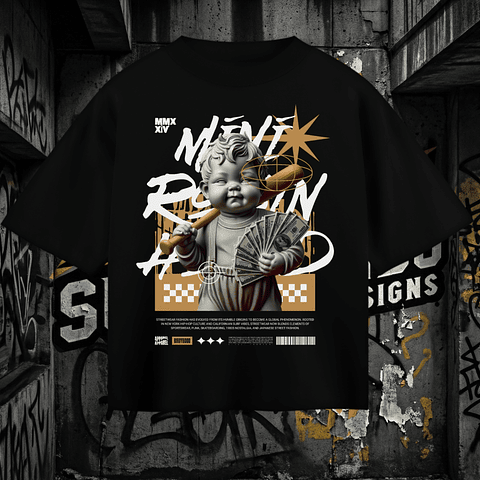 T-shirt Oversized Black "Modern Renaissance" – Urban Luxury Statues Tee