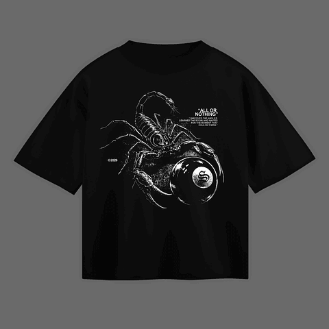 T-shirt Oversized Black "All or Nothing" – Scorpion Minimalist Streetwear