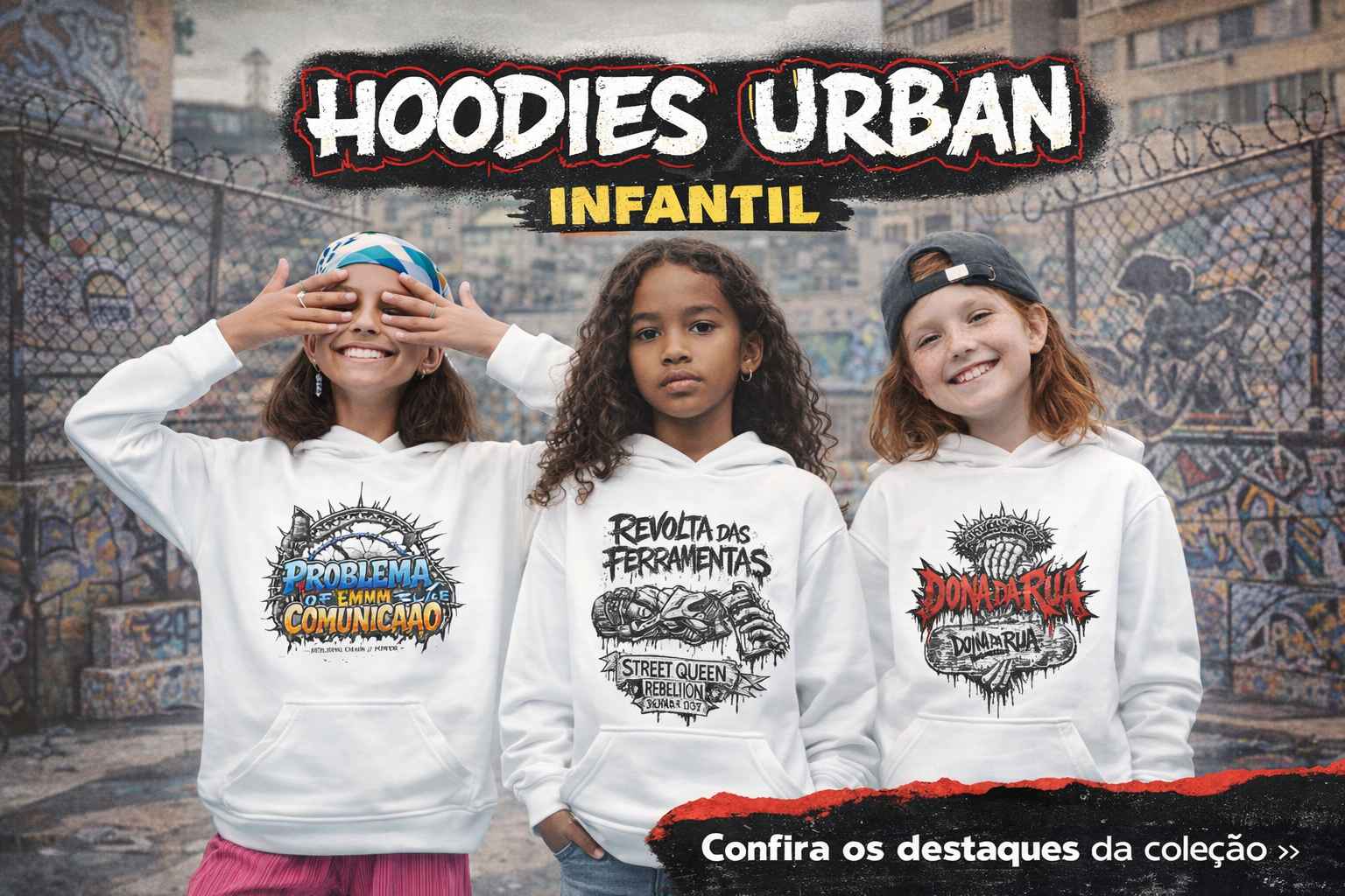 Hoodies Urban para Crianças com Atitude
