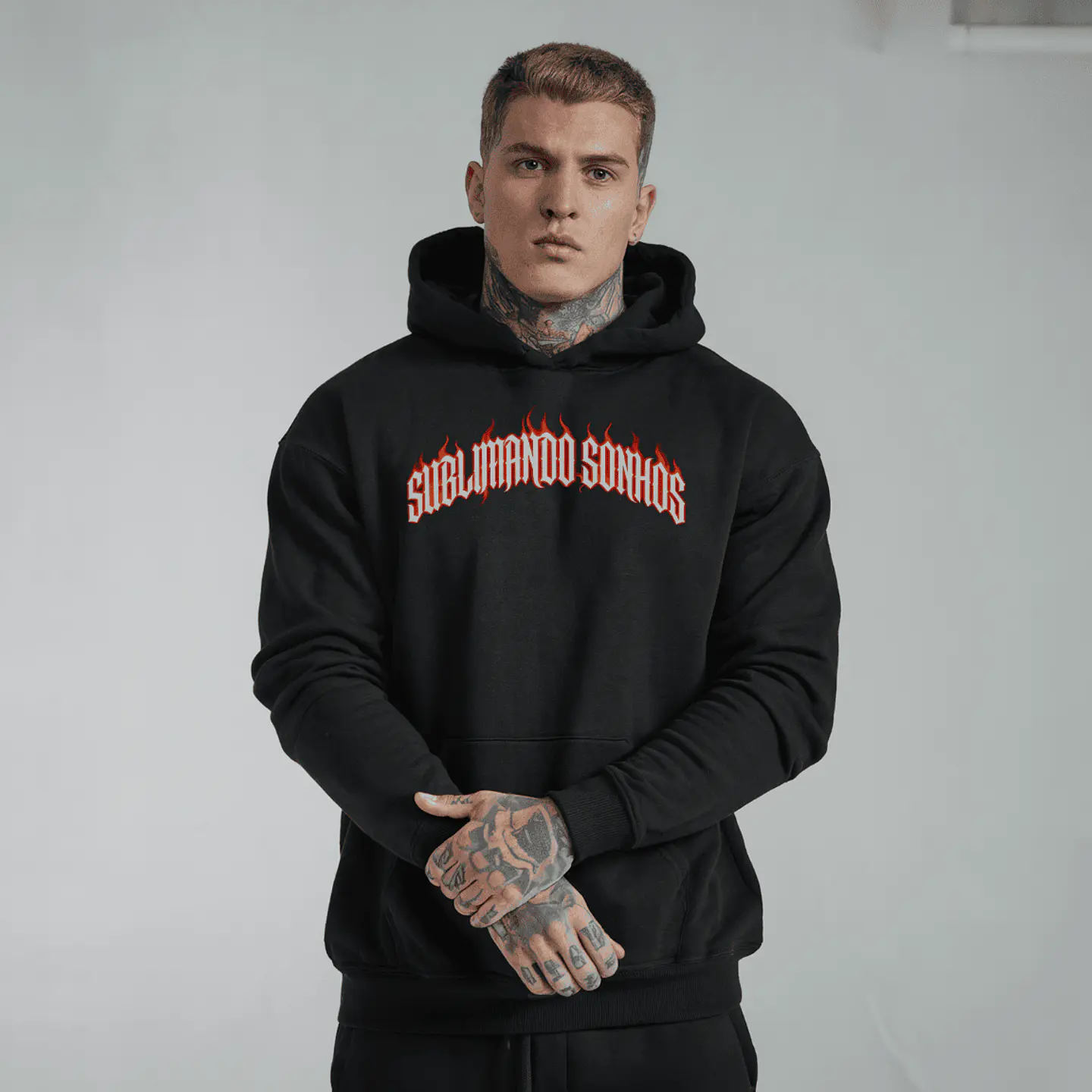 Hoodie Premium Sublimando Sonhos Flame Skull - Edição Gothic Streetwear 2