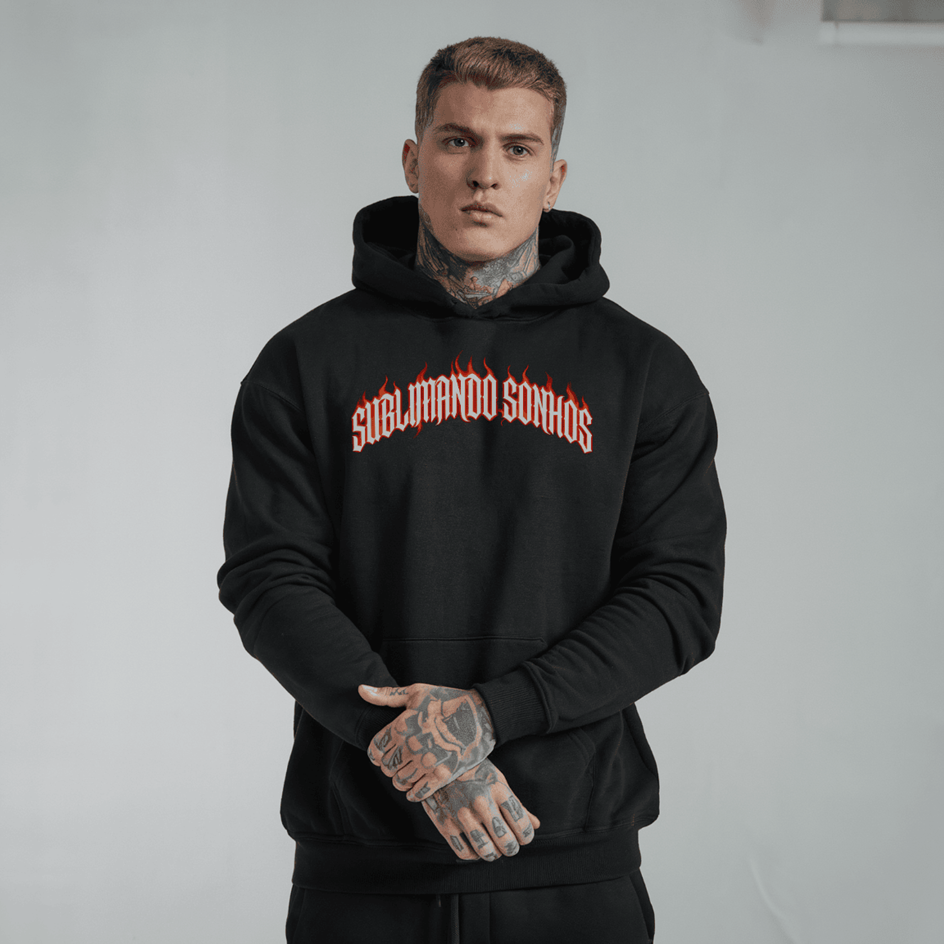 Hoodie Premium Sublimando Sonhos Flame Skull - Edição Gothic Streetwear 2