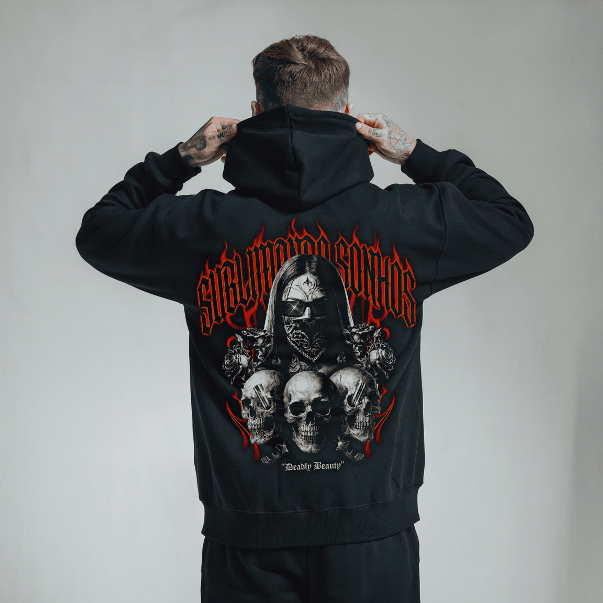 Hoodie Premium Sublimando Sonhos Flame Skull - Edição Gothic Streetwear 1