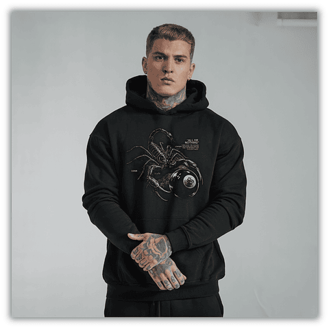 Hoodie Premium Scorpion 8-Ball - Streetwear Edição Limitada "All or Nothing"