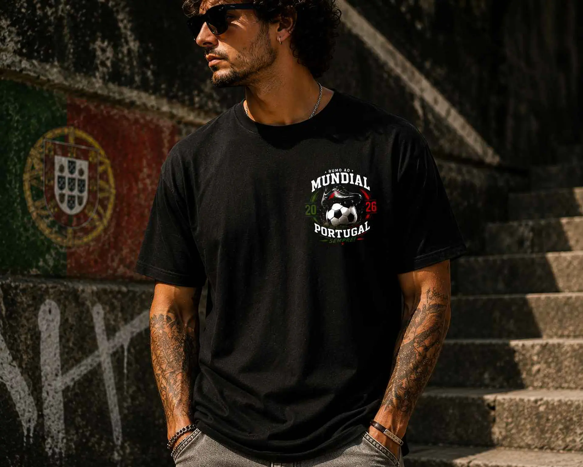 T-shirt Portugal 2026 Preta – Cerveja na Mão, Portugal no Coração 2