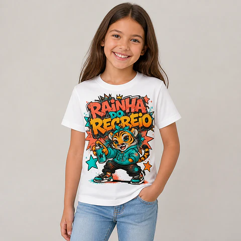 T-shirt Infantil de Menina — Rainha do Recreio