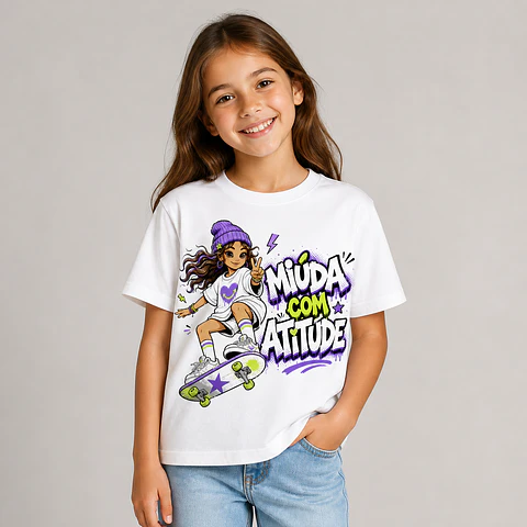 T-shirt Infantil de Menina — Miúda com Atitude