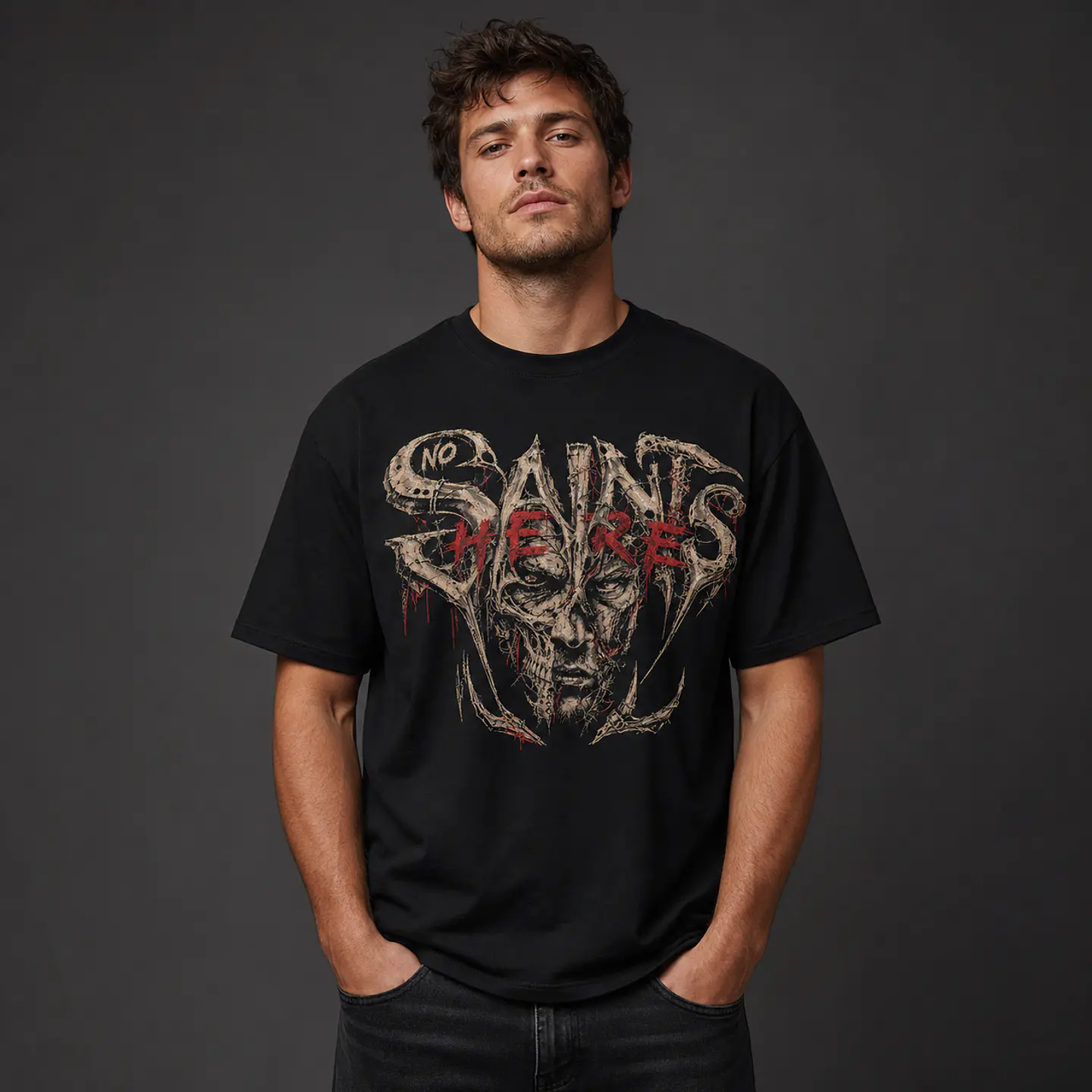T-shirt Preta Adulto — No Hearts 1