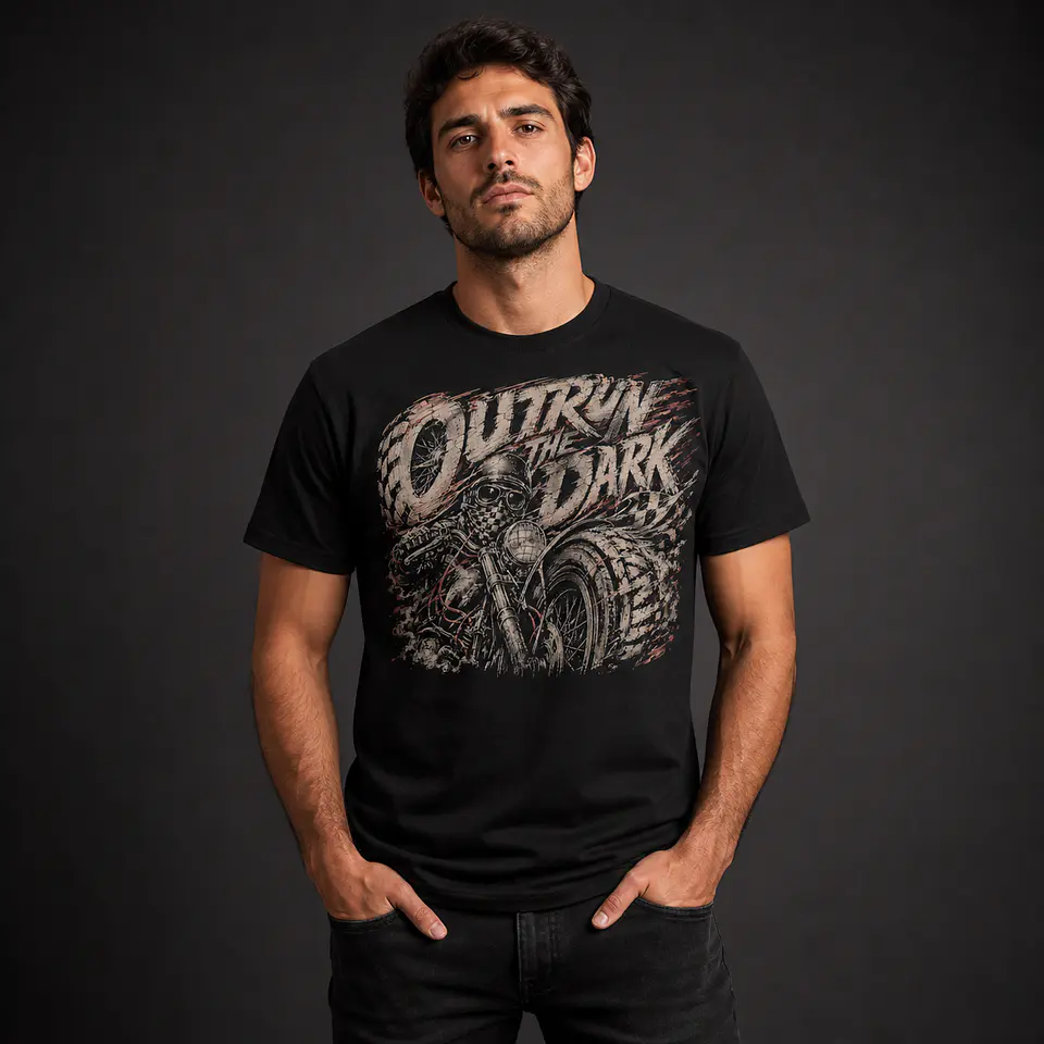 T-shirt Preta Adulto — Outrun the Dark 1