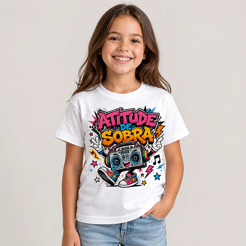 T-shirt Infantil de Menina — Atitude de Sobra