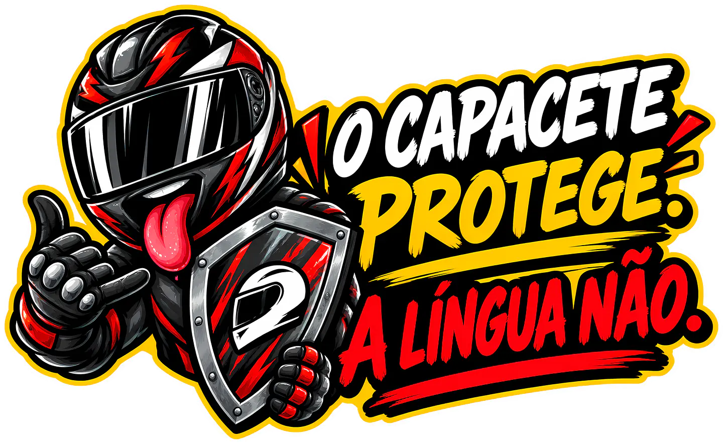 Autocolante O Capacete Protege, a Língua Não 1