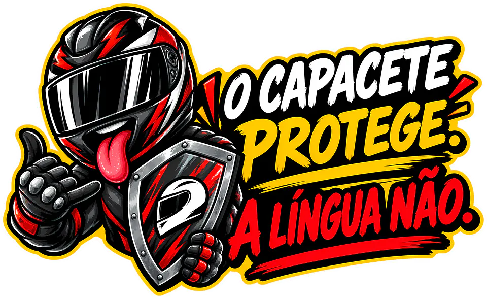 Autocolante O Capacete Protege, a Língua Não 1