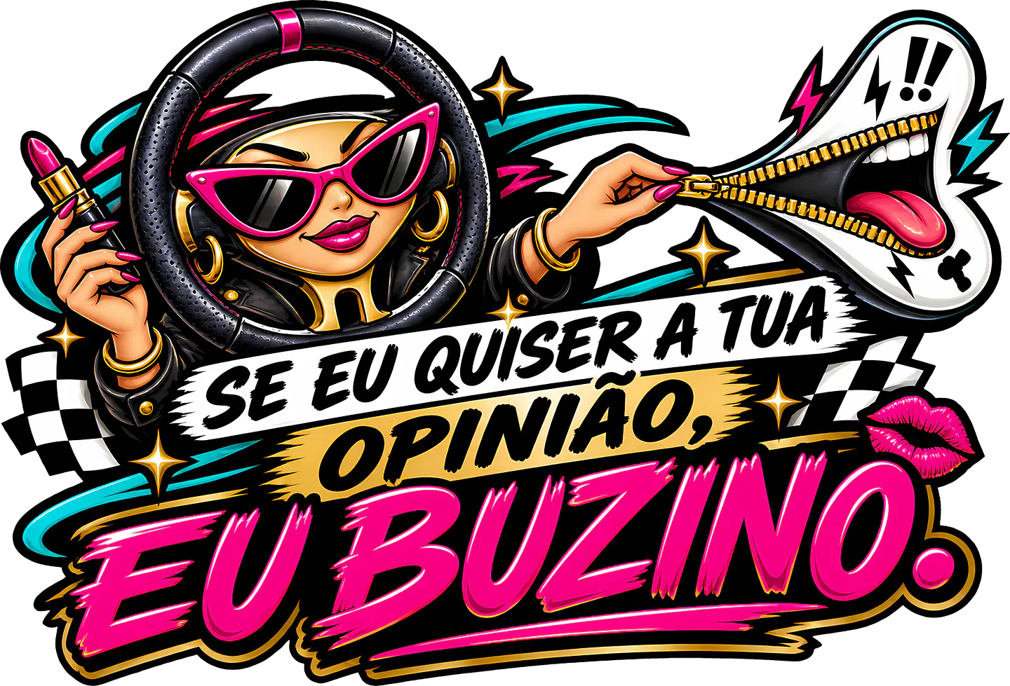 Autocolante Se Eu Quiser a Tua Opinião, Eu Buzino 1