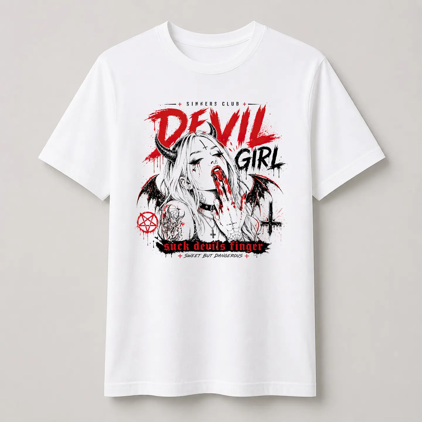 Devil Girl — T-shirt ou Sweat Branca 3
