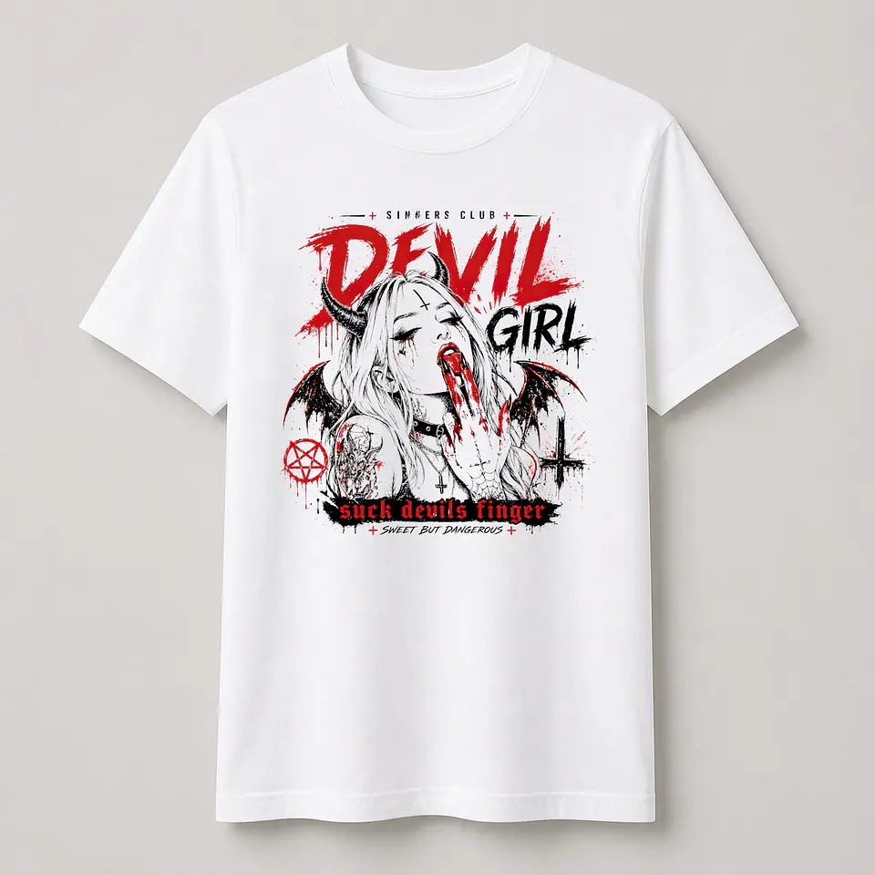 Devil Girl — T-shirt ou Sweat Branca 3