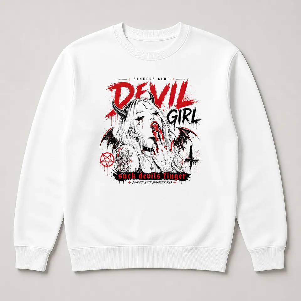 Devil Girl — T-shirt ou Sweat Branca 4