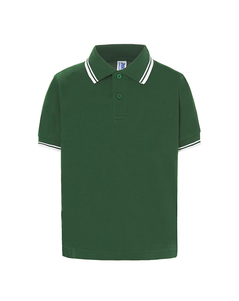 Polo Kid — Bottle Green - White — Sem Personalização