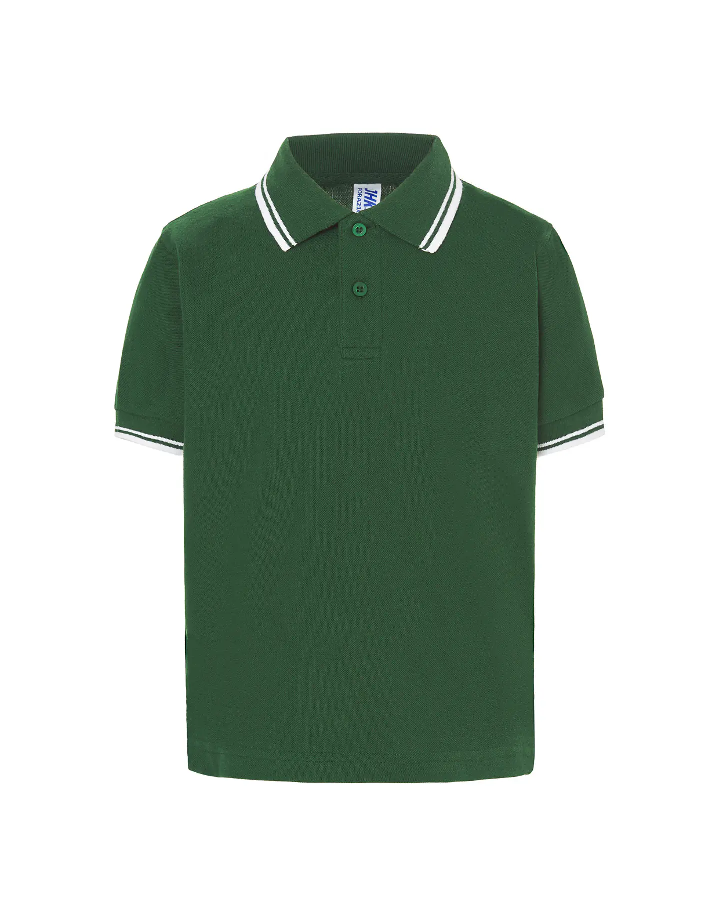 Polo Kid — Bottle Green - White — Sem Personalização 1