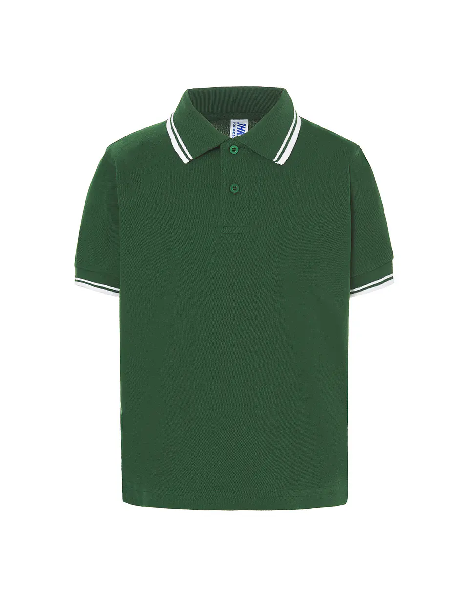 Polo Kid — Bottle Green - White — Sem Personalização 1