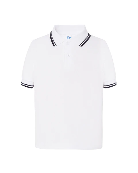 Polo Kid — White - Navy — Sem Personalização