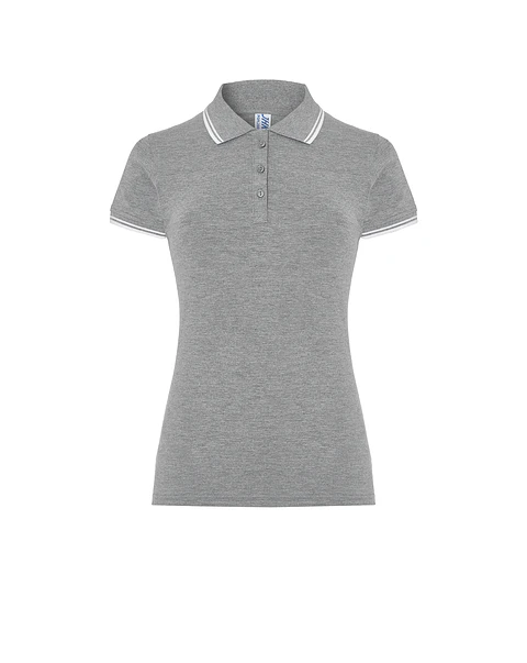 Regular Polo Lady — Grey Melange - White — Sem Personalização