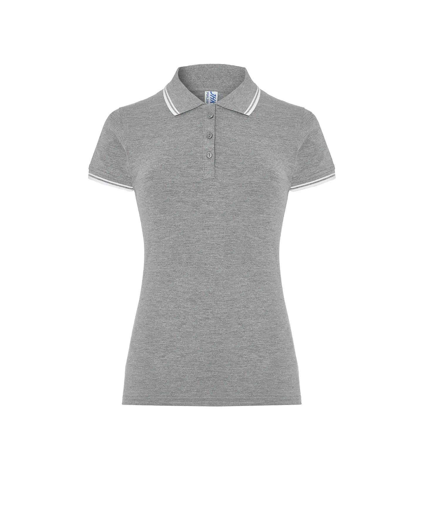 Regular Polo Lady — Grey Melange - White — Sem Personalização 1