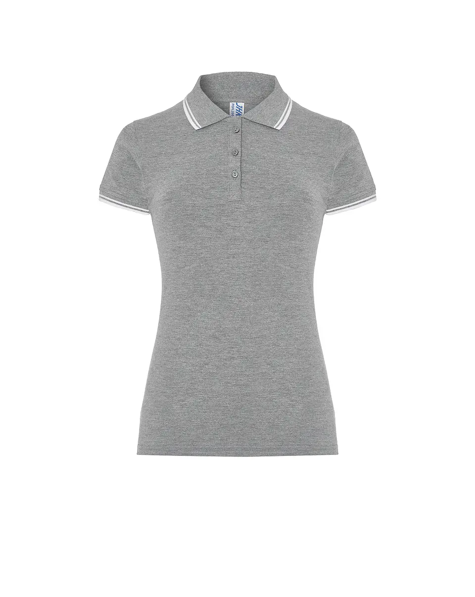 Regular Polo Lady — Grey Melange - White — Sem Personalização 1